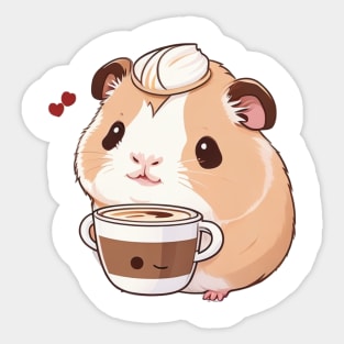 Cute guinea pig with coffee Sticker